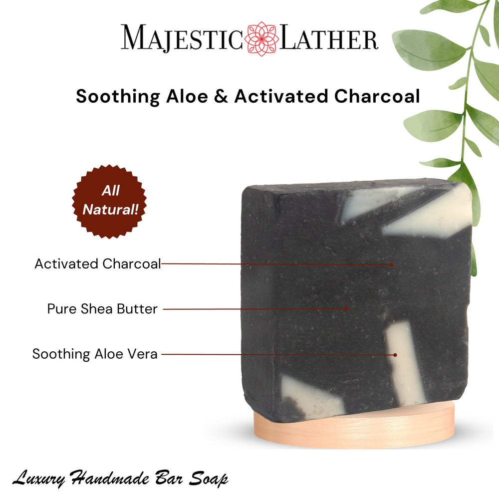 
                      
                        Majestic Lather Soothing Aloe Vera & Activated Charcoal Bar Soap Infographic
                      
                    