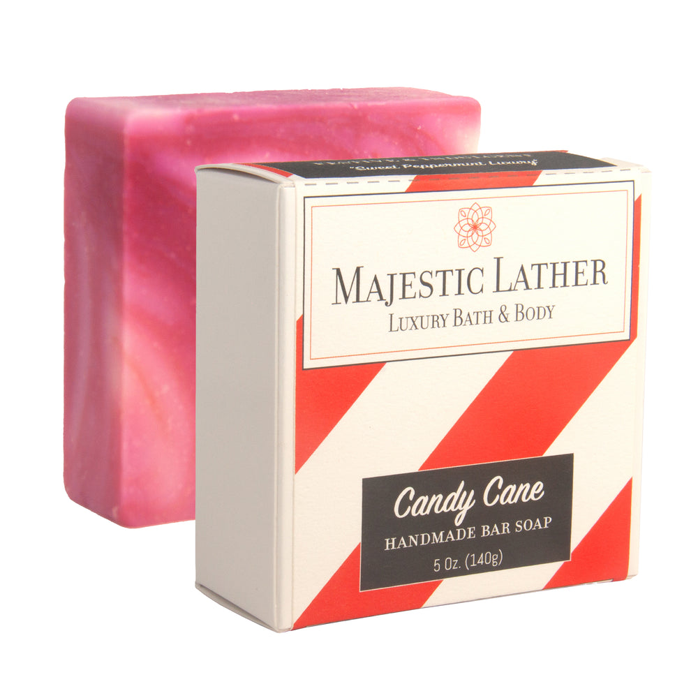 Majestic Lather Candy Cane Handmade Bar Soap & Box