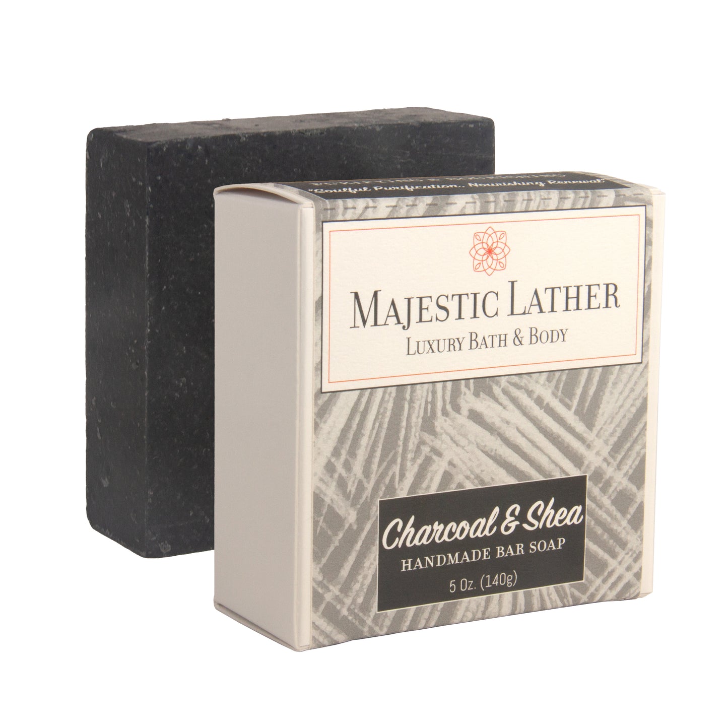 Majestic Lather Charcoal and Shea Handmade Bar Soap & Box