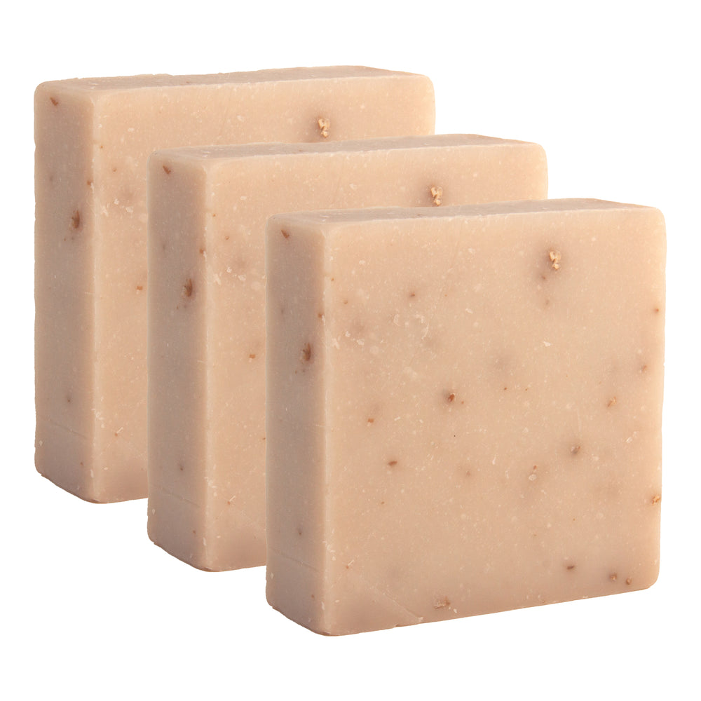 
                      
                        Majestic Lather Oatmeal, Milk and Honey Handmade Bar Soap Close Up 3 Bars
                      
                    