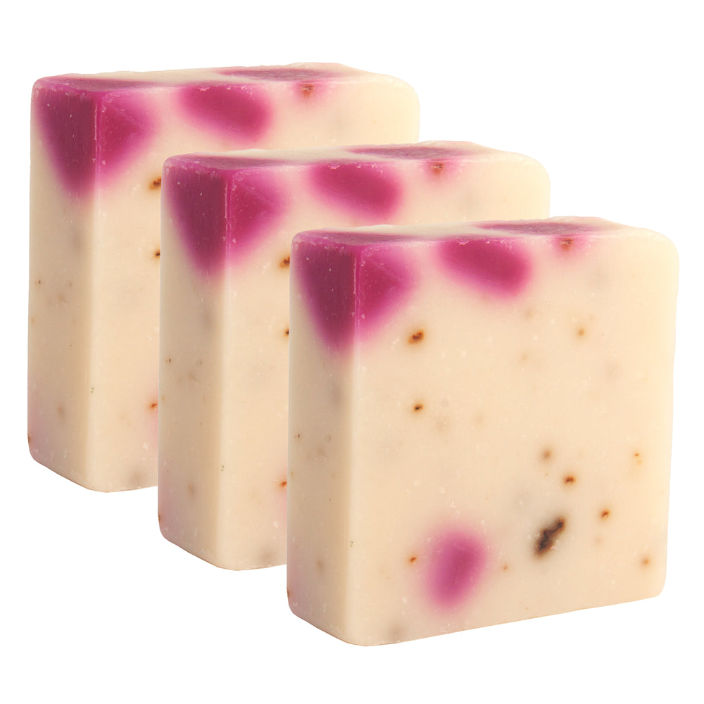 
                      
                        Majestic Lather Rose Petals Handmade Bar Soap Close Up 3 Bars
                      
                    