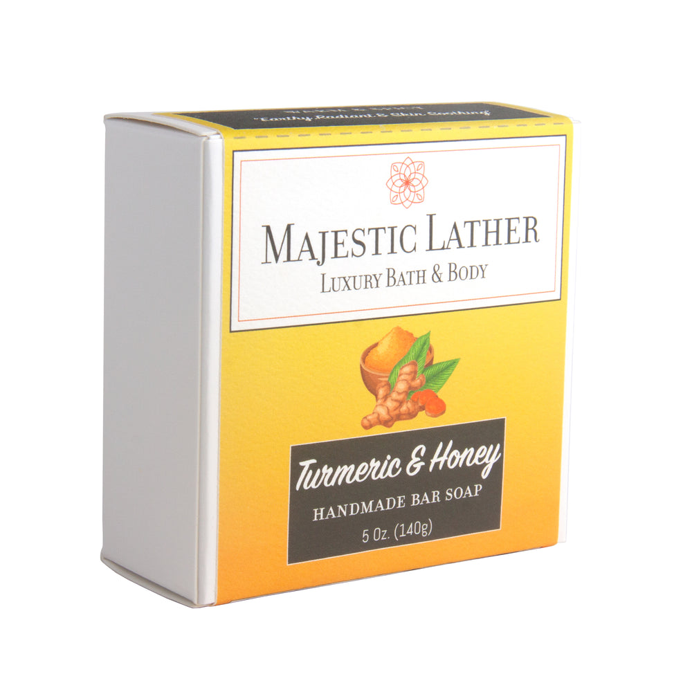 
                      
                        Majestic Lather Turmeric & Honey Handmade Bar Soap Box
                      
                    